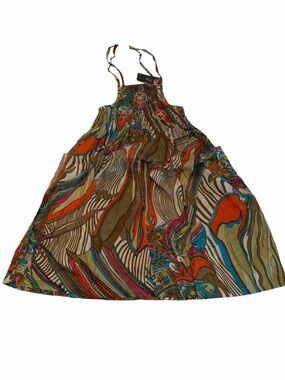 Raj Kids Boho Abstract Tie Strap Dress 5-6Y 100% Cotton Boutique NWT
